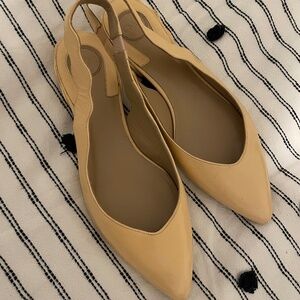Chloe scalloped sling back flats